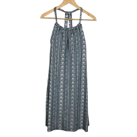 Prana Dress Medium Black White Print Quinn Sleeveless Built in Bra Active Casual - Picture 1 of 13